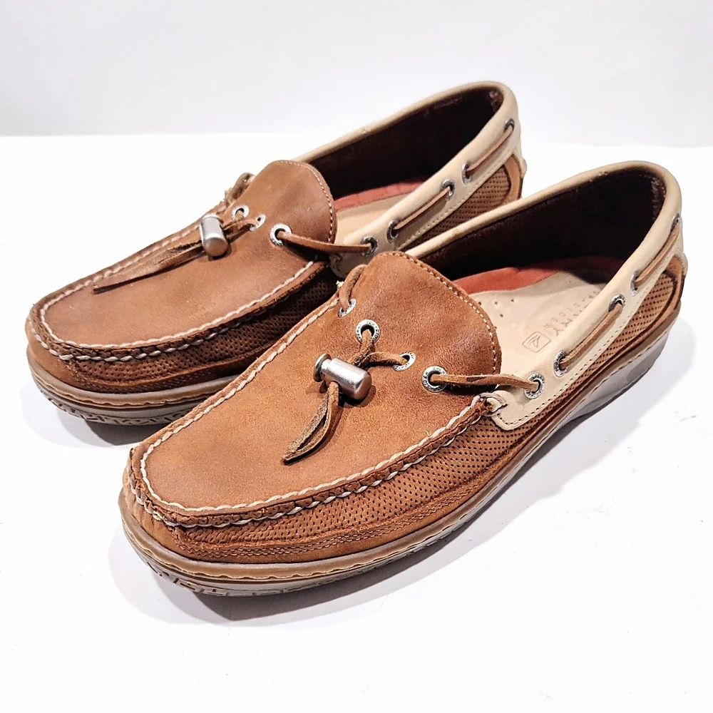 Sperry Top-Sider Boat Shoes Men’s 10M Casual Slip On Loafer Toggle Tie Leather